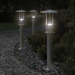 vidaXL Utendørs gulvlamper 3 stk sølv 60 cm rustfritt stål