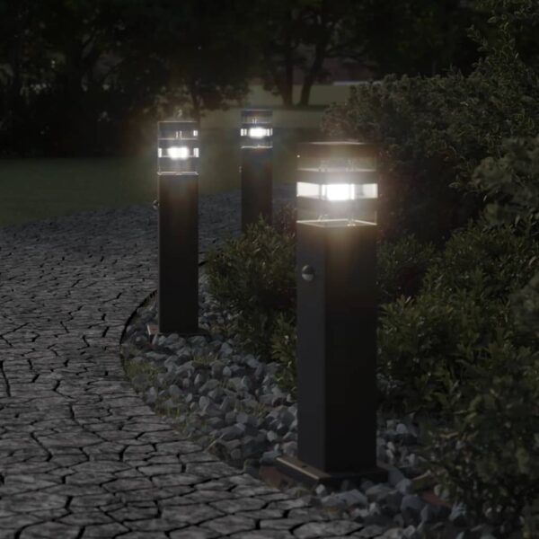 vidaXL Utendørs gulvlamper med sensorer 3 stk svart 50 cm aluminium