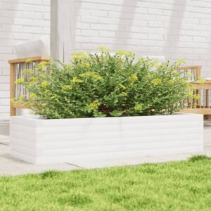 vidaXL Plantekasse hvit 110x40x23 cm heltre furu