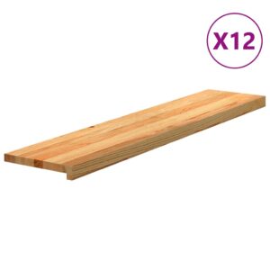 vidaXL Trappetrinn 12 stk lysebrun 120x25x2 cm heltre eik