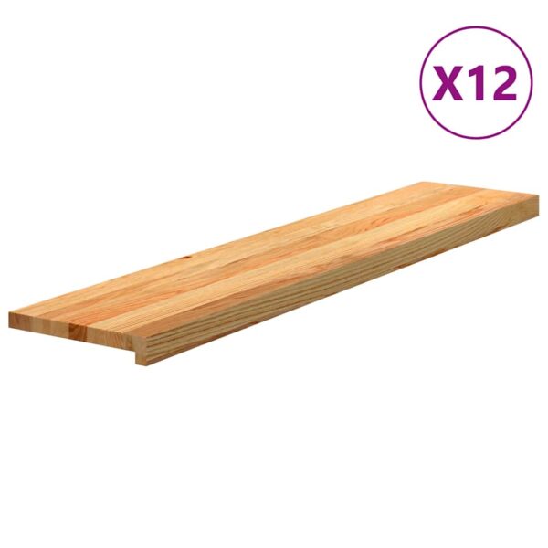 vidaXL Trappetrinn 12 stk lysebrun 120x25x2 cm heltre eik