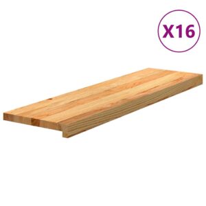 vidaXL Trappetrinn 16 stk lysebrun 90x25x2 cm heltre eik