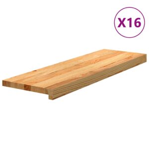 vidaXL Trappetrinn 16 stk lysebrun 80x30x2 cm heltre eik