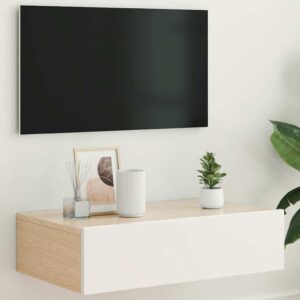 vidaXL TV-benk med LED-lys hvit 60x35x15