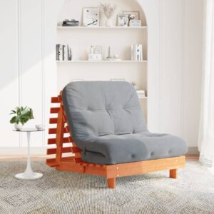 vidaXL Futonsofa med madrass voksbrun 90x206x11 cm heltre furu