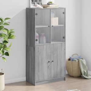 vidaXL Highboard med dører grå sonoma 68x37x142 cm konstruert tre