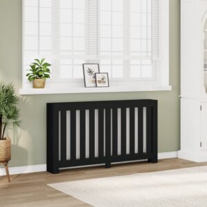 vidaXL Radiatordeksel svart 149x20x82 cm konstruert tre