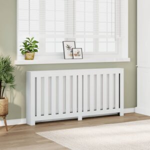 vidaXL Radiatordeksel hvit 175x20x82 cm konstruert tre