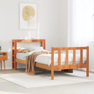 vidaXL Sengeramme med hodegavl voksbrun 90x190 cm heltre furu