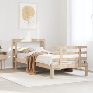 vidaXL Sengeramme med hodegavl 75x190 cm heltre furu