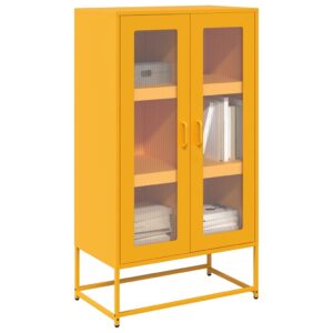 vidaXL Highboard sennepsgul 68x39x123 cm stål