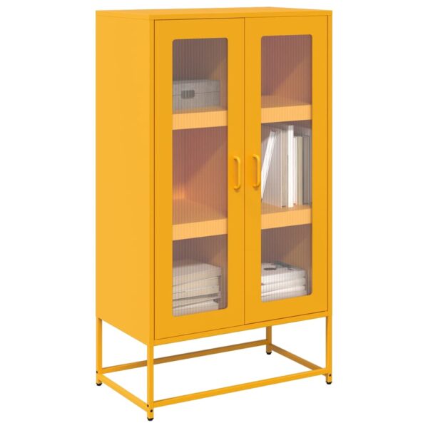 vidaXL Highboard sennepsgul 68x39x123 cm stål