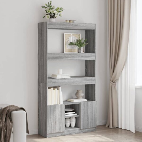 vidaXL Highboard grå sonoma 92x33x180 cm konstruert tre