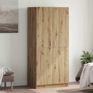 vidaXL Garderobe artisan eik 90x52x200 cm konstruert tre