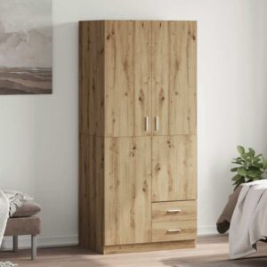 vidaXL Garderobe artisan eik 80x52x180 cm konstruert tre