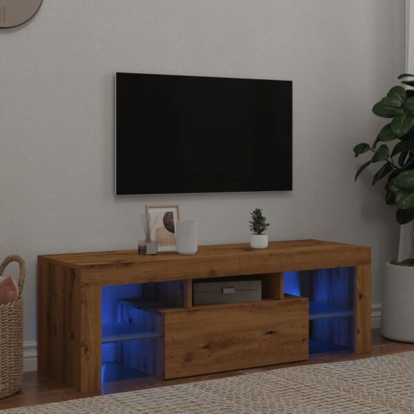 vidaXL TV-benk med LED-lys artisan eik 120x36