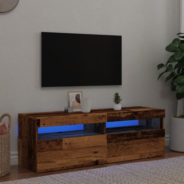 vidaXL TV-benk med LED-lys gammelt tre 120x35x40 cm konstruert tre