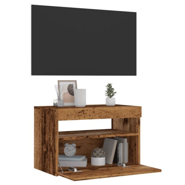 vidaXL TV-benk med LED-lys gammelt tre 60x35x40 cm konstruert tre