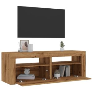 vidaXL TV-benk med LED-lys artisan eik 120x35x40 cm konstruert tre