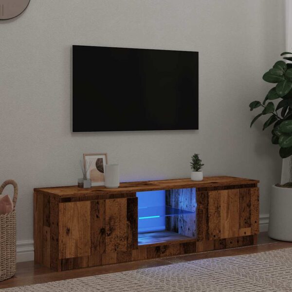 vidaXL TV-benk med LED-lys gammelt tre 140x40x35