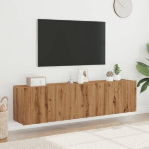 vidaXL Veggmonterte TV-benker 2 stk artisan eik 80x30x41 cm