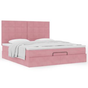 vidaXL Ottoman sengeramme med madrasser rosa 160x200cm fløyel