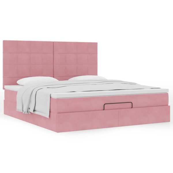 vidaXL Ottoman sengeramme med madrasser rosa 180x200cm fløyel