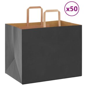 vidaXL Kraftpapirposer 50 stk med håndtak svart 32x22x24 cm