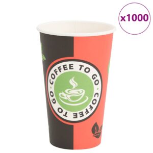 vidaXL Papir kaffekopper 1000 stk 16oz 400 ml rød og svart