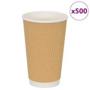 vidaXL Papir kaffekopper 500 stk 16oz 400 ml brun