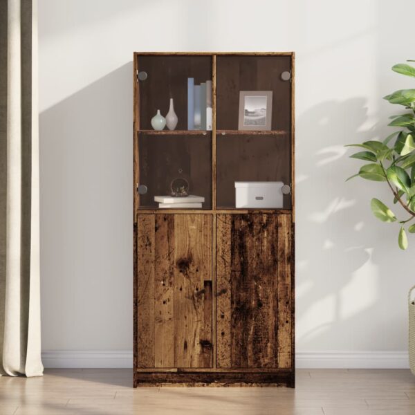 vidaXL Highboard med dører gammelt tre 68x37x142 cm konstruert tre