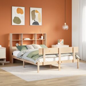 vidaXL Seng med bokhylle uten madrass 120x190 cm heltre furu