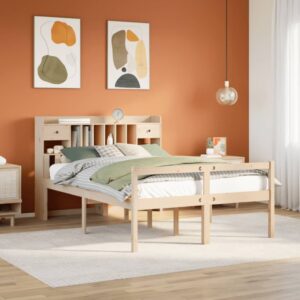 vidaXL Seng med bokhylle uten madrass 140x190 cm heltre furu