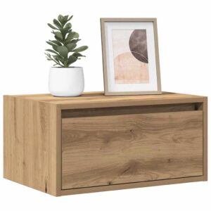 vidaXL Vegghengte nattbord med LED-lys 2 stk artisan eik