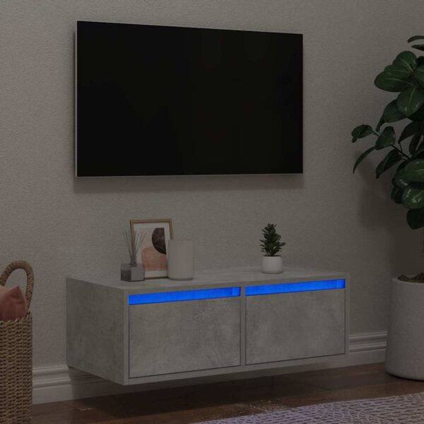 vidaXL TV-benk med LED-lys betonggrå 75x35