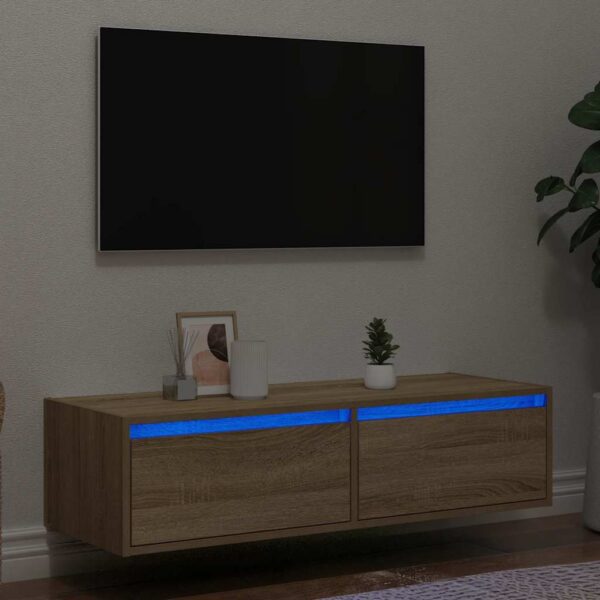 vidaXL TV-benk med LED-lys sonoma eik 100X35