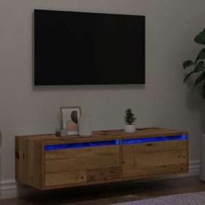 vidaXL TV-benk med LED-lys gammelt tre 100X35