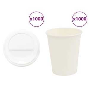 vidaXL Papir kaffekopper med lokk 1000 stk 8oz 200 ml