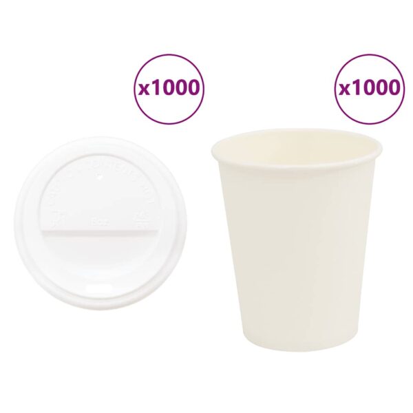 vidaXL Papir kaffekopper med lokk 1000 stk 8oz 200 ml