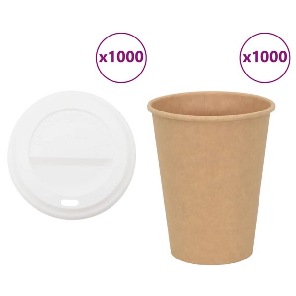 vidaXL Papir kaffekopper med lokk 1000 stk 12oz 300 ml