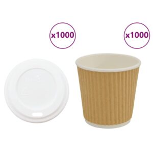 vidaXL Papir kaffekopper med lokk 1000 stk 4oz 100 ml