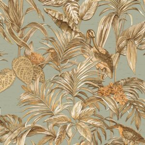 DUTCH WALLCOVERINGS Veggpanel Bird-of-Paradise blågrønn