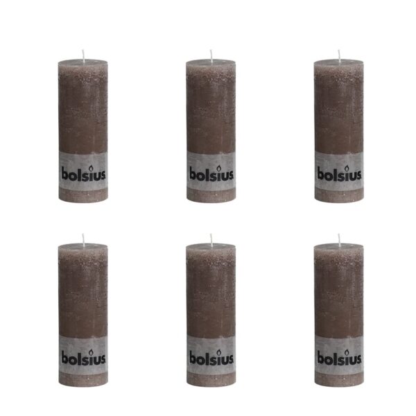 Bolsius rustikk kubbelys 190 x 68 mm taupe 6 stk