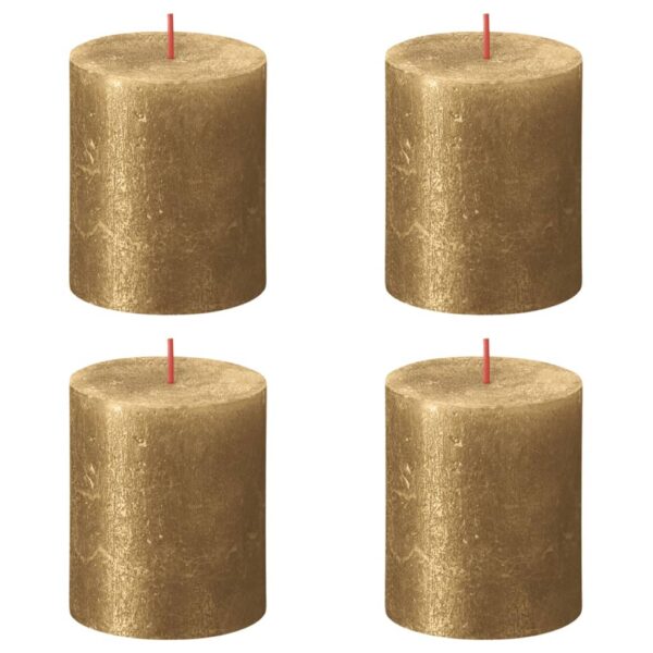 Bolsius Rustikke søylelys Shimmer 4 stk 80x68 mm gull