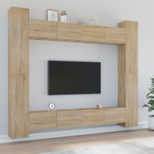 vidaXL TV-skapsett 8 deler sonoma eik konstruert tre