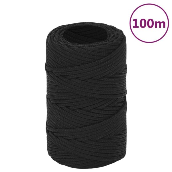 vidaXL Båttau helsvart 2 mm 100 m polypropylen