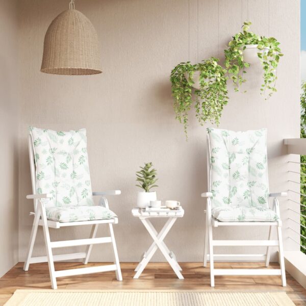 vidaXL Stolputer høy ryggstøtte 2 stk bladmønster 120x50x7 cm stoff