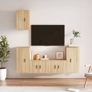 vidaXL TV-skapsett 5 deler sonoma eik konstruert tre