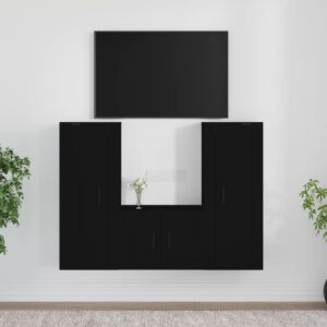 vidaXL TV-skapsett 3 deler svart konstruert tre