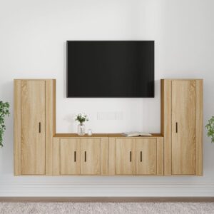 vidaXL TV-skapsett 4 deler sonoma eik konstruert tre